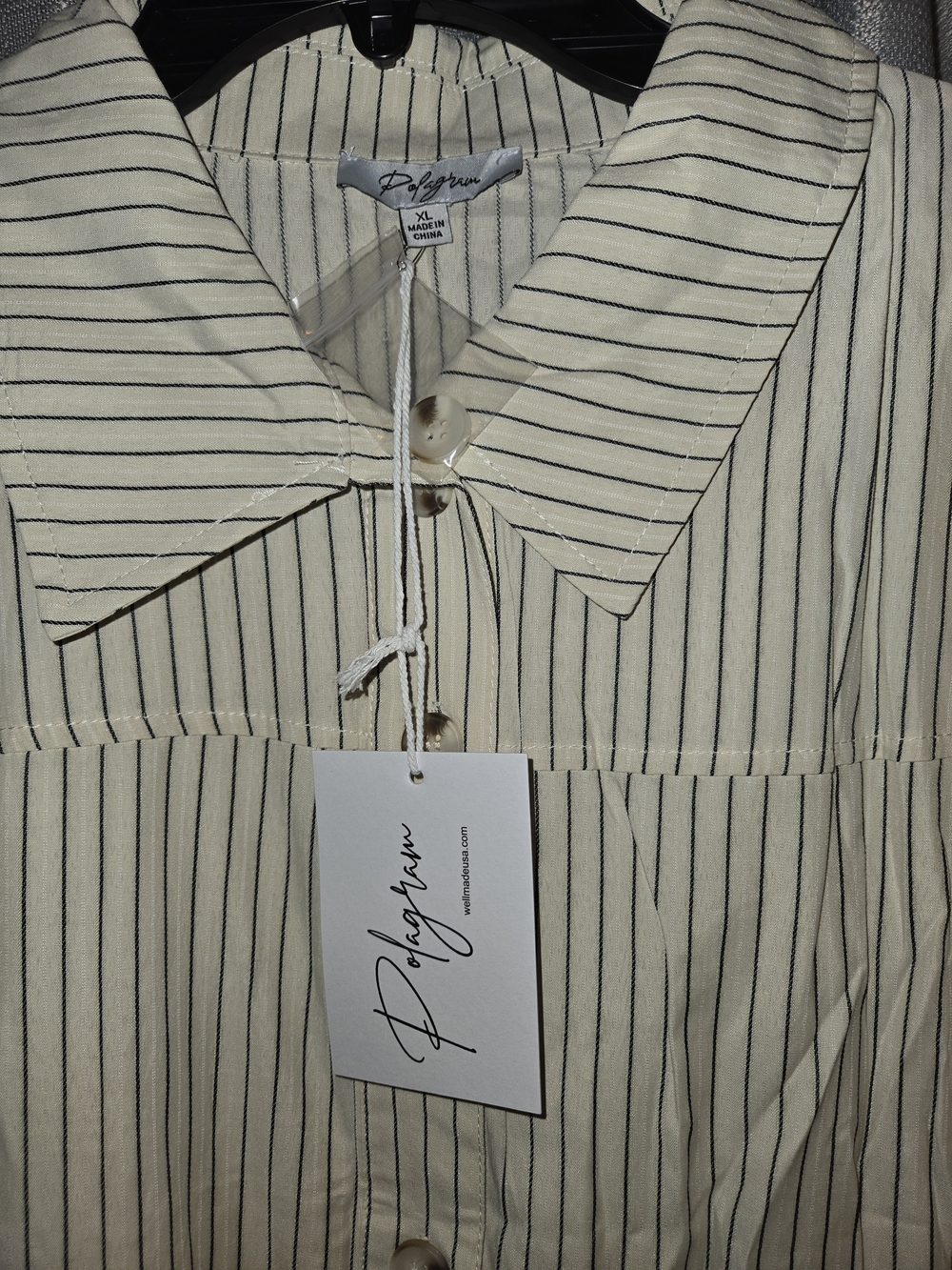 Polagram Cream Striped Tiered Maxi Dress with Tie Waist Size XL - Picture 6 of 9